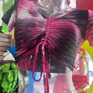 Ruched Pink and Black Women's Top
